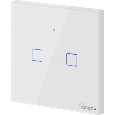 Interruttore Smart Sonoff IM190314010 T0EU2C Switch Touch Wi Fi Due Pulsanti Bianco