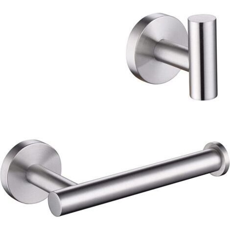 Wall-mounted toilet paper holder with self-adhesive dispenser hooks in 304 stainless steel, silver, ideal for bathrooms (1/4)