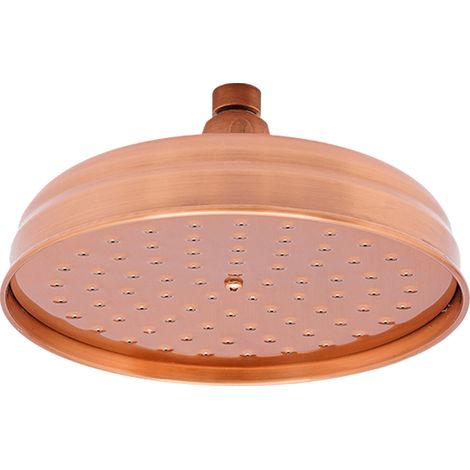 Pomme de douche en cuivre, pomme de douche de 20 cm en acier inoxydable 304, pomme de douche à effet pluie, pomme de douche style antique, douche à effet pluie, 20 x 20 cm, rouge (1/5)