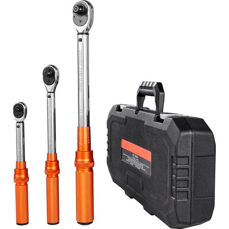 Mophorn Klick-Drehmomentschlüssel-Set (3-tlg.) 1/4 3/8 1/2 Zoll Antrieb, Zweiwege-Drehmomentschlüssel mit Zweibereichsskalen, 72 Zähne ±3 % Genauigkeit, legierter Stahl für Fahrzeugwartung