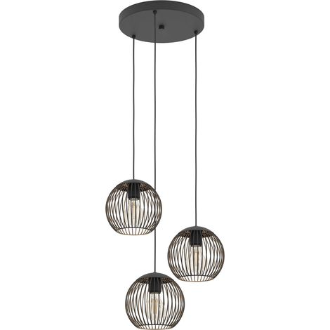Lampadario Contemporaneo Almanzora Acciaio Nero 3 Luci E27 Ip20 (1/3)