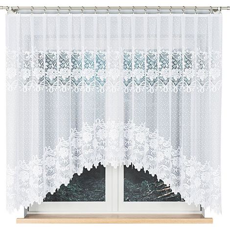 Demetria - Rideau jacquard prêt à poser avec fente en bas - 300 x 160 cm - blanc (1/5)