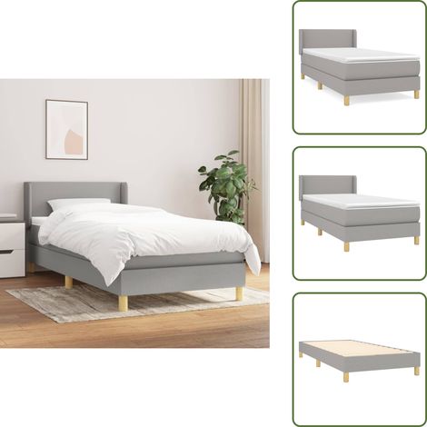 Boxspringbett mit Matratze Hellgrau 90x200 cm Stoff - Boxspringbett - Doppelbett - Bettenrahmen - Schlafsystem - Lattenrost