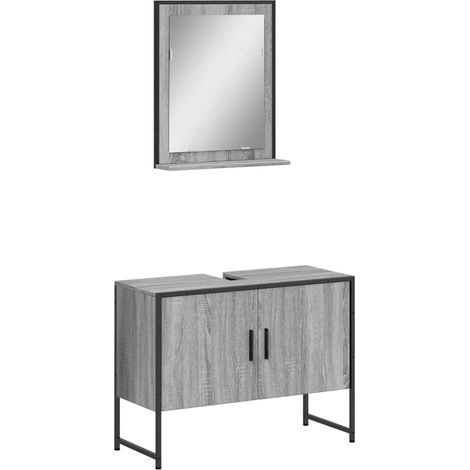 Maison Exclusive - 2-tlg. Badmöbel-Set Grau Sonoma Holzwerkstoff