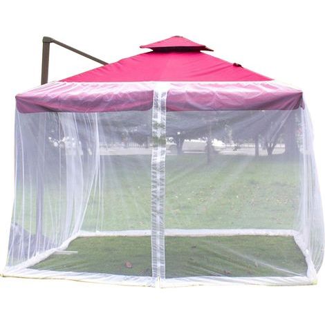 Sonnenschirmnetz 300x300x230cm, quadratischer Sichtschutz für Terrasse, Garten, Rasen, weiß