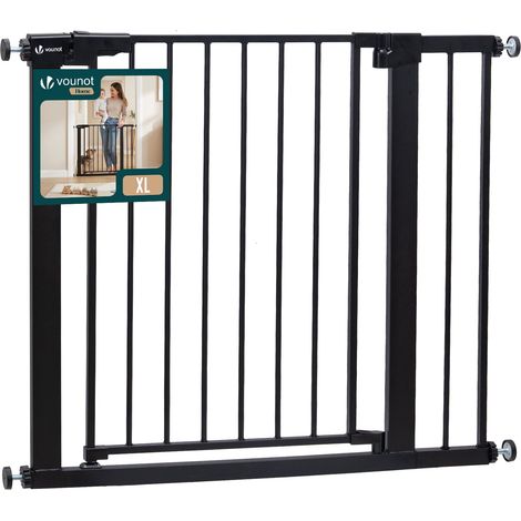 VOUNOT® Cancelletto di Sicurezza per Bambini in Metallo 89-96 cm, Barriera per Scale a Pressione Senza Foratura Altezza 76 cm, Nero (1/5)