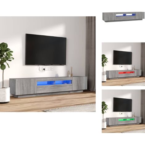 TV-Möbel - Living 2-tlg. TV-Schrank-Set LED-Leuchten Grau Sonoma Holzwerkstoff (1/5)