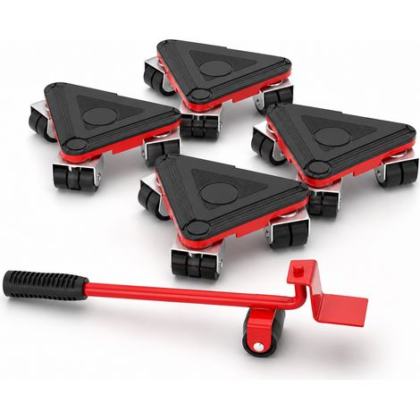 Kit di spostamento mobili pesanti con freno 4 basi triangolari rosse (1/5)