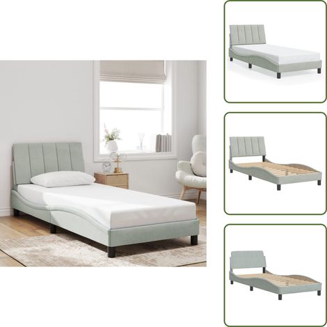 Cuscino per testiera - vidaXL Giroletto senza Materasso Hanko Grigio Chiaro 80x200 cm Velluto - Letto con testiera in velluto