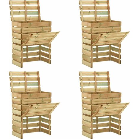 Composteur de jardin à lattes 4 pcs 80x50x100 cm Pin imprégné (1/5)