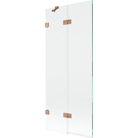 Mexen Lunar pantalla de baño de 2 hojas izquierdo 80 x 150 cm, transparente, cobre cepillado - 897-080-100-65-00-L (1/5)