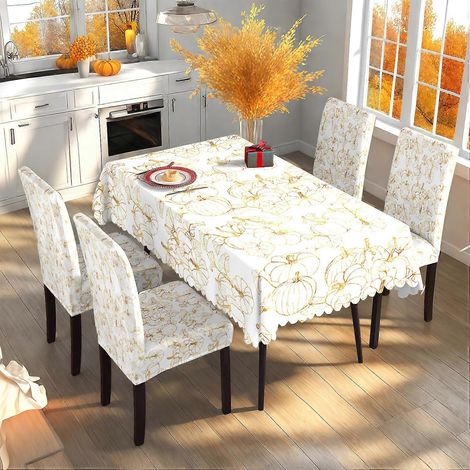 Nappe imprimée pour Thanksgiving et récolte d'automne, tissu imprimé, nappe de restaurant pour les fêtes, housse de chaise TC-309 (nappe imperméable 140210cm + (1/3)
