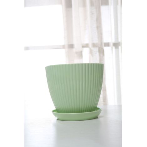Pots de fleurs d'intérieur de 15 cm avec trous de drainage et soucoupe au fond  pots de fleurs décoratifs modernes (Vert menthe, 5 pièces). (1/5)