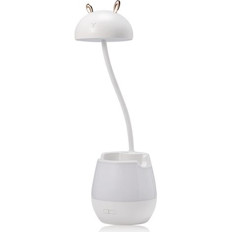 Lámpara de escritorio LED con portalápices, recargable por USB, lámpara de estudiante con portalápices, lámpara de mesa para dormitorio, doble iluminación con brillo ajustable. (1/5)