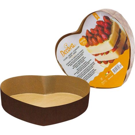 Decora 0320189 Stampo Cuore 20, 5 x 22, 5 x h 5 cm, Carta da Forno, Marrone, 5 unità (1/3)