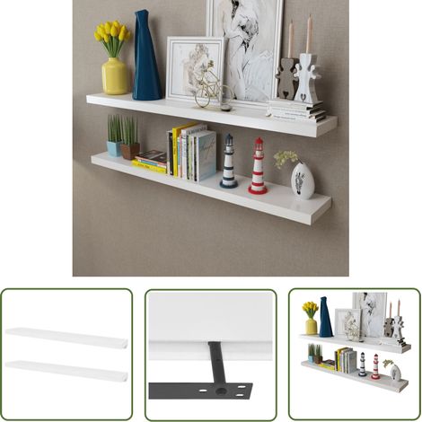 The Living Store Wandregale 2 Stk. MDF Weiß - Wandregale - Hängeregale - Wohnaccessoires - Dekoration - Möbel Für Das Wohnzimmer (1/5)