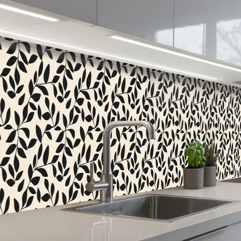 SCHIENALI CUCINA Elegante - Fantasia - Nero - Beige 500x60 cm