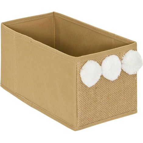 Boîte de Rangement Enfant "Pompons" 29x14cm Naturel (1/3)
