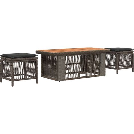 Garten Essgruppe 4 pcs Grau und Dunkelgrau Poly-Rattan vidaXL