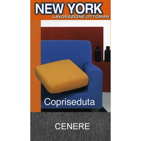 Housse de canapé New York Cenere - Tissu extensible côtelé anti-boulochage - Fabriqué en Italie housse de siège 1 siège 60x60