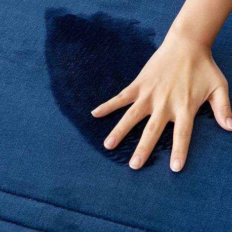 Bath Mat Absorbent Non-Slip Memory Bath Mat Extra Soft Foam Bathroom Rug Kitchen Mat for Shower Toilet Washing Machine Washable 50x80cm Navy Blue (1/5)