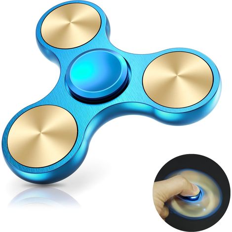 Hand Spinner EDC Jouet Hand Fidget Toys Durable High Speed Stainless Steel Bearing 2-5 Min Spins Brass Material Finger Gyro Focus Anti Stress Fidget Spinner pour Adultes Enfants Bleu (1/5)