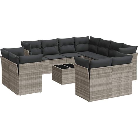 Maison Exclusive - 12-tlg. Garten-Sofagarnitur mit Kissen Hellgra