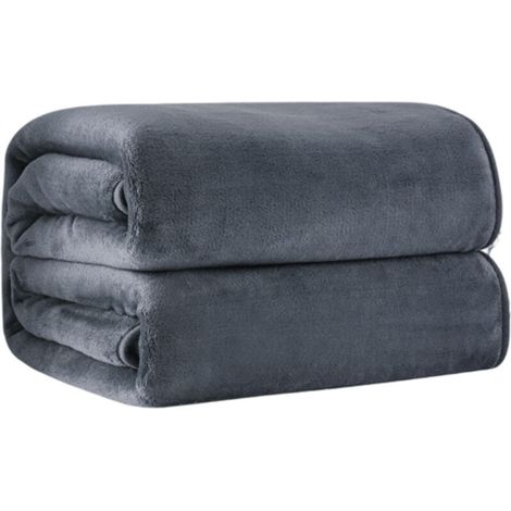 Couverture de lit en peluche polyester gris très doux, format King, douce au toucher