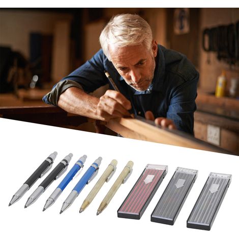 Zimmermannsbleistift-Set 2,0 mm – Hartmetallminen und Markierwerkzeuge für künstlerisches Zeichnen, Schreiben, Skizzieren und Bauarbeiten (1/5)