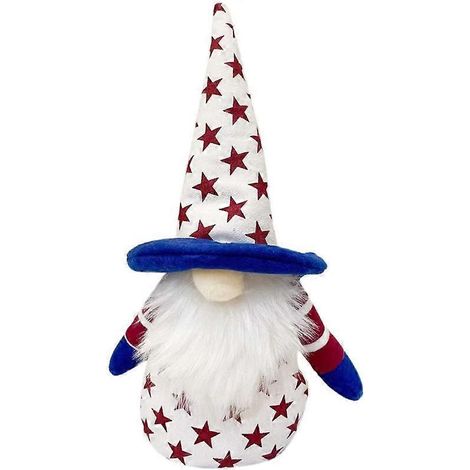 Peluche Gnome Patriotique Décor Élection Américaine Président Tomte Figurine Bureau Salon Décoration Fête des Vétérans 4 Juillet Type B (1/4)