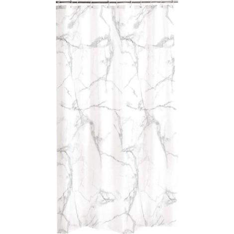 Rideau de Douche Imprimé "Effet Marbre" 180x200cm Blanc
