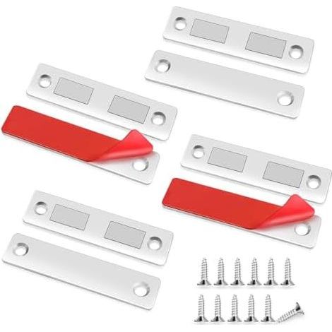 Aimant Porte Placard Puissant,4 Pièces Ultra Mince Loqueteaux Magnétiques Meuble Fermeture,Aimant de Cuisine Magnétique pour Tiroir, Armoire, Coulissant - (1/5)