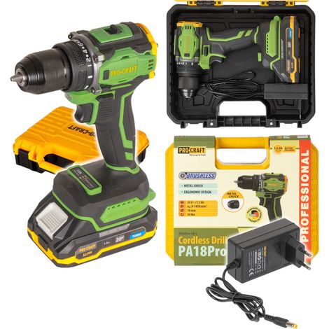 Avvitatore a batteria Procraft PA18Pro 20 V 30 Nm Brushless + 1x batteria 1,5 Ah + caricabatteria + valigetta