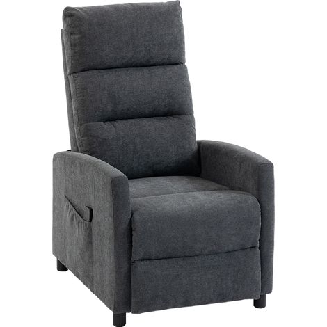Poltrona Massaggiante 66x91x108 cm Reclinabile a 160° con Poggiapiedi e Telecomando in Ciniglia Grigio Scuro (1/5)