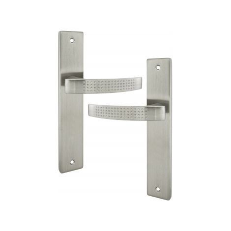 Ouvre&Déco – 2 poignées de porte LILOU sans trou,zamak nickel mat entraxe 195 mm