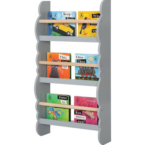 Woltu – Bibliothèque enfant murale 3 niveaux – Étagère de rangement en MDF et pin – Dimensions 42,5x14,5x80cm – Peinture à l'eau écologique