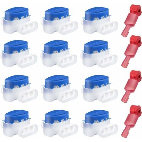 Paquete de 12 conectores de cable impermeables, conectores de cable eléctrico crimpados de 3 orificios, conectores para cortacésped rellenos de gel con 4 terminales para cortacéspedes robóticos Husqva