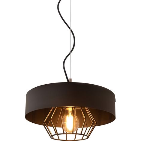 Helam BABILON Plafonnier Suspension Cylindrique Noir 29cm