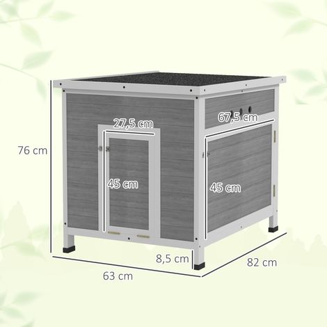 Entenstall Entenhaus aus Holz mit Asphaltdach, herausnehmbarem Boden, SeitentĂŒr, GeflĂŒgelstall mit BelĂŒftungslöchern, wetterfest GĂ€nsestall HĂŒhnerhaus Hellgrau 63 x 82 x 76 cm (1/5)