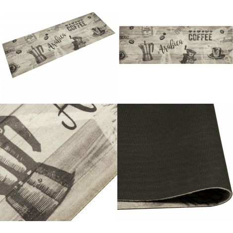 Tapis de cuisine lavable imprimé café gris 60x180 cm velours - Tapis De Cuisine - Tapis Absorbant - Tapis Décoratif - Tapis Moderne - Tapis Salle À Manger - Home & Living (1/5)