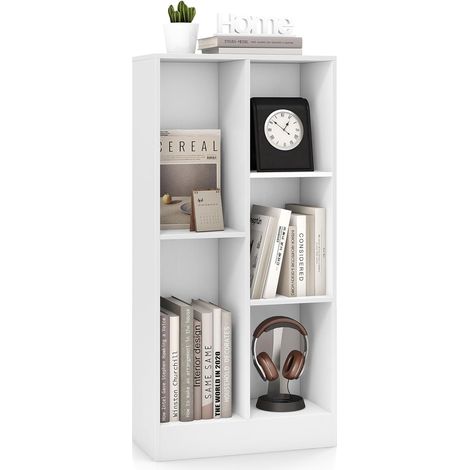 COSTWAY Libreria a 5 Cubi, Organizzatore di Stoccaggio Autoportante a 3 Livelli con 2 Kit Antiribaltamento, Mensola in Legno per Soggiorno Camera da Letto Ufficio, 50x24x104 cm (1/5)