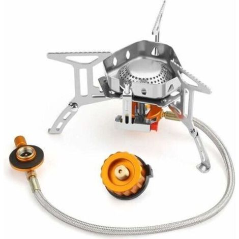 Réchaud de Camping, Portable 3500W réchaud gaz Pliable Brûleur à Gaz Anti-Vent avec Bouton d'Allumage Our Randonnée/Outdoor/Pique-Nique/Barbecue/Randonnée/Trekking, (1/4)