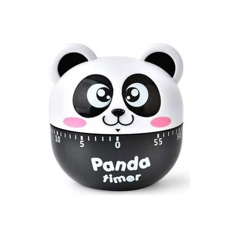 Minuteur de cuisine avec motif panda, minuterie mécanique, rappel, réveil, calculatrice, 60 minutes (dessin animé panda, noir) Home Strawberry (1/3)
