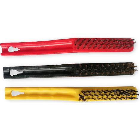 Jeu de 3 brosses a main nylon laiton acier (1/5)