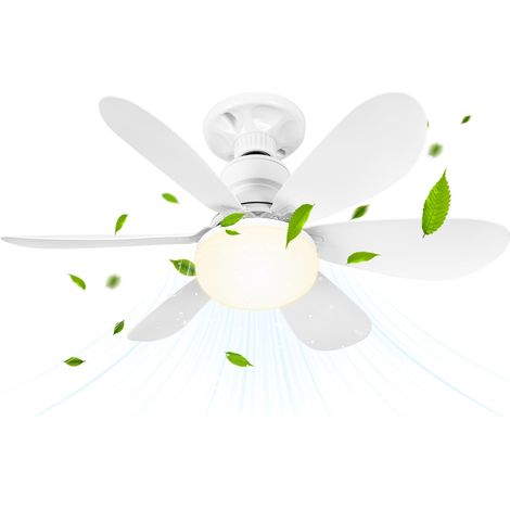 Ventilateur de Plafond avec Lumière et Telecommande, 52CM 40W Petit Dimmable Ventilateur LED avec Douille E27, Lustre Ventilateurs de Plafond pour Chambre, 6 Pales,3 Vitesses (1/3)