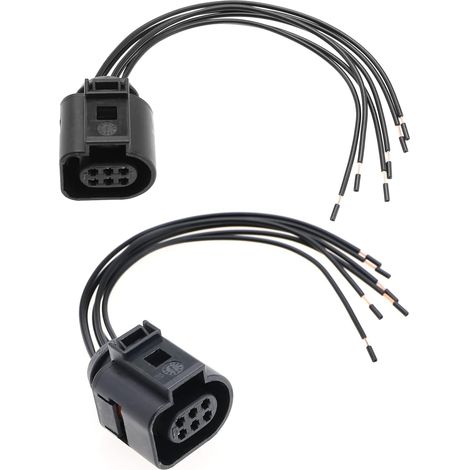 Pack of 2 6-pin harness connectors 1J0973713 for car wiring repair, 13.5 cm, 0.50 mm² cross-section, 1 male and 1 female (1/5)