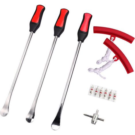Outil Levier de Pneu 3 Cuillères Outil Pneumatique Levier avec 2 Jantes Protecteurs pour Auto,Moto,Vélo