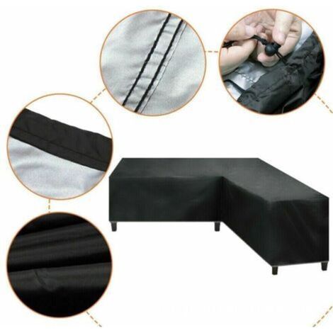 Protective cover for garden furniture, L-shaped, waterproof and windproof, 286x286x82cm (1/5)