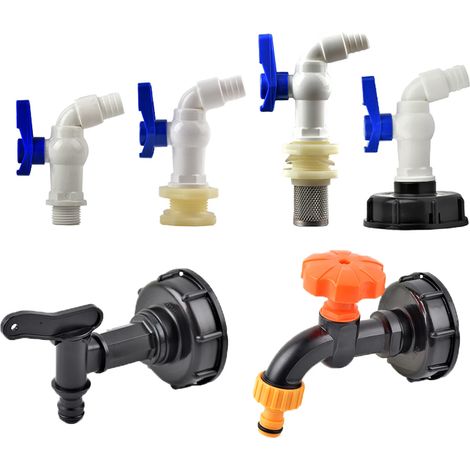 Adaptateur de robinet de réservoir (U)IBC S60X6 à filetage grossier pour robinet de jardin, accessoire de robinet de réservoir mâle 1/2" 3/4", filtre et crépine. (1/4)