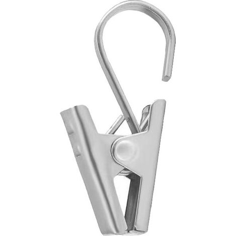 Stainless Steel Curtain Clip Hook - 100 Pieces Small Metal Curtain Clips, Heavy Duty Shower Clip for Home, Bathroom, Gazebo Pendant Lights (Silver) (1/5)